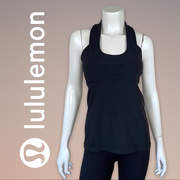 lululemon athletica Tops - LULULEMON | Black Scoop Neck Halter Activewear Top